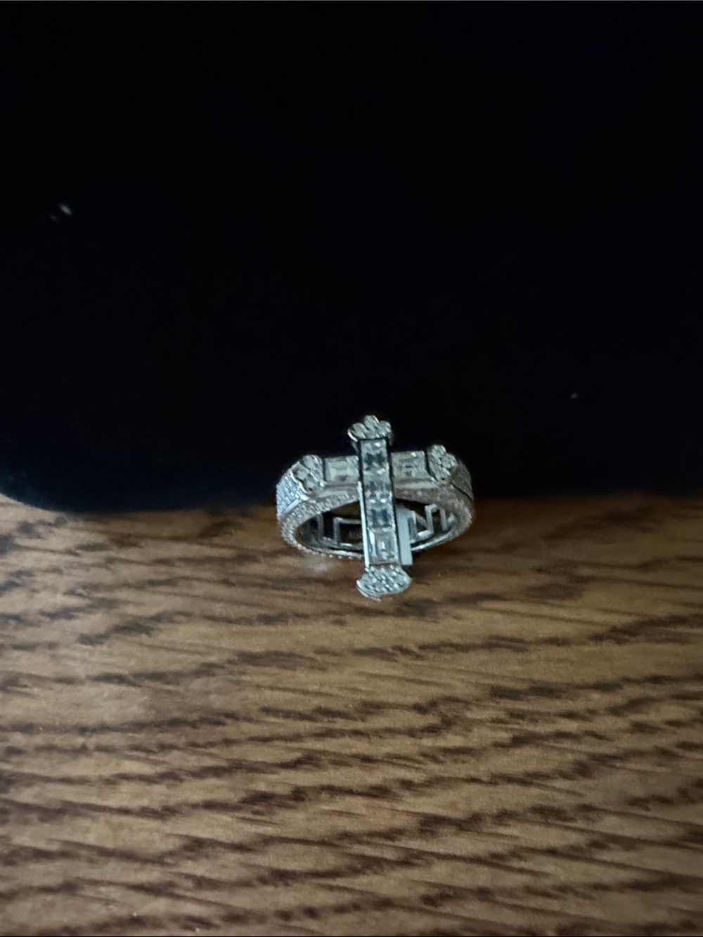 Silver Crystal Cross Statement Ring - Women Jewelry